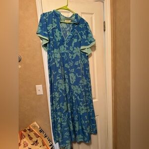 Umgee Blue and Green Floral Maxi Dress